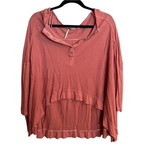 Free People Distressed High Low Flowy Henley